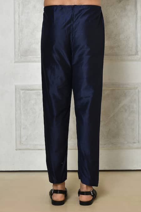 Shop_Arihant Rai Sinha_Blue Cotton, Silk Embroidery Geometric Print Kurta Set _Online_at_Aza_Fashions