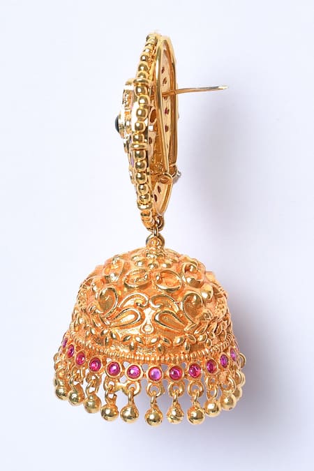 Buy_Studio6 Jewels_Multi Color Stones Studded Jhumkis _Online_at_Aza_Fashions