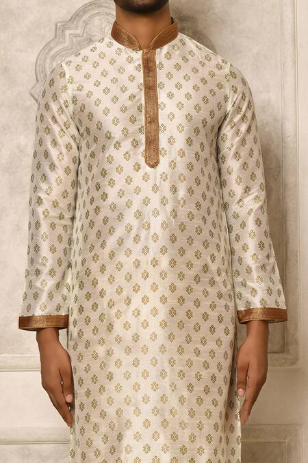Shop Naintara Bajaj White Kurta Dhupion Print Geometric Pattern Set Shop_Naintara Bajaj_White Kurta Dhupion Print Geometric Pattern Set