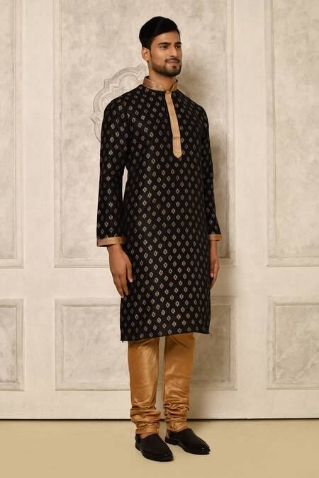 Buy_Naintara Bajaj_Black Kurta Dhupion Print Geometric Pattern And Pyjama Set 