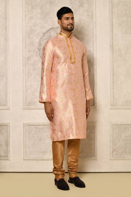 Buy_Naintara Bajaj_Pink Kurta Linen Silk Woven Flower Pattern And Pyjama Set 