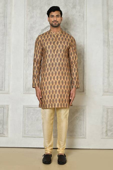 Buy_Samyukta Singhania_Beige Cotton Silk Print Spike Mandala Kurta Set_Online_at_Aza_Fashions