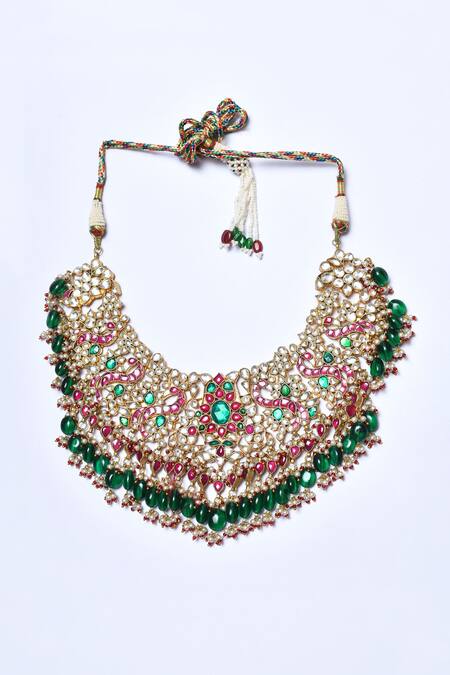 Studio6 Jewels_Multi Color Pearls, Stones Studded Necklace Set _Online_at_Aza_Fashions