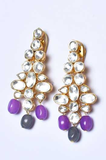 Buy_Studio6 Jewels_Purple Beads, Diamonds Kundan Embellished Choker Set _Online_at_Aza_Fashions