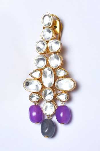 Shop_Studio6 Jewels_Purple Beads, Diamonds Kundan Embellished Choker Set _Online_at_Aza_Fashions