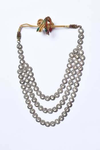 Studio6 Jewels_White Diamonds, Stones Kundan Embellished Necklace Set _Online_at_Aza_Fashions