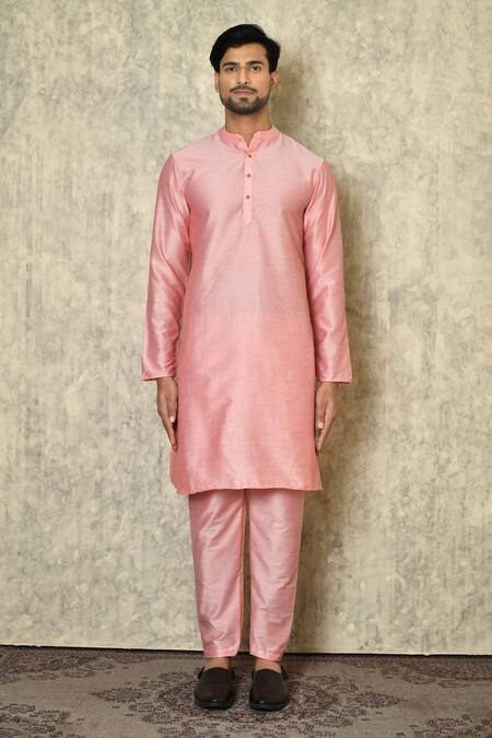 Shop_Samyukta Singhania_Pink Cotton, Silk Patchwork Mughal Print Bundi Set_Online_at_Aza_Fashions