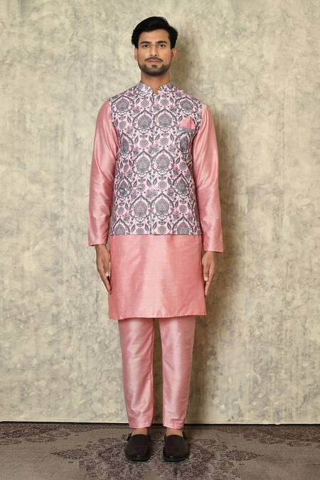 Samyukta Singhania_Pink Cotton Embroidery Floral Mandala Print Bundi_Online_at_Aza_Fashions