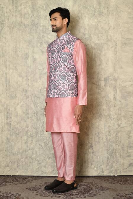 Buy_Samyukta Singhania_Pink Cotton Embroidery Floral Mandala Print Bundi_Online_at_Aza_Fashions