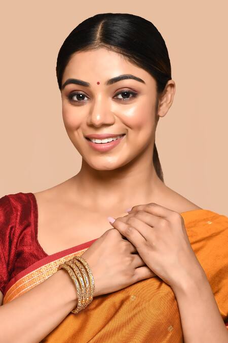 Nazaakat By Samara Singh Brown Stones Encrusted Bangles - Set Of 4 3