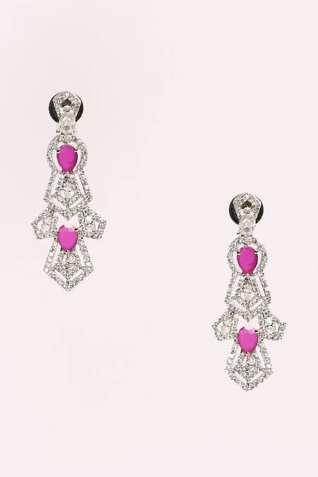 Nazaakat By Samara Singh_Pink Stone Embellished Angular Cut Work Necklace Set_Online_at_Aza_Fashions