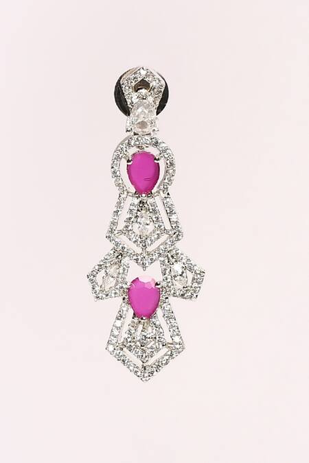 Buy_Nazaakat By Samara Singh_Pink Stone Embellished Angular Cut Work Necklace Set_Online_at_Aza_Fashions