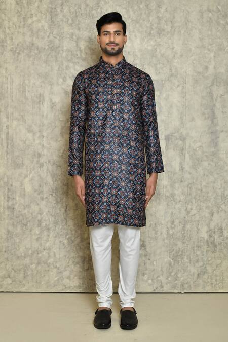 Naintara Bajaj_Blue Kurta Digital Print Cotton Floral Mandala Set _at_Aza_Fashions