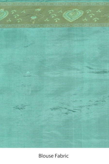Samyukta Singhania_Green Silk Woven Foliage Pattern Saree _Online_at_Aza_Fashions