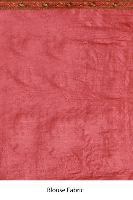 Samyukta Singhania_Pink Tussar Embroidery Pinang Leaf Pattern Saree_Online_at_Aza_Fashions