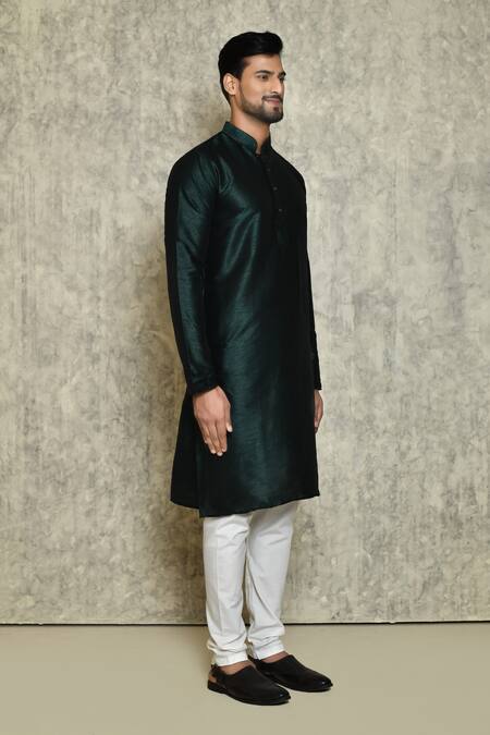 Buy_Naintara Bajaj_Green Kurtacotton Silk Woven Paisley Full Sleeves Pattern Kurta Set 