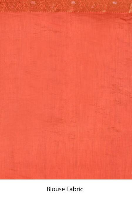 Samyukta Singhania_Orange Silk Embroidery Floral Jaal Woven Saree _Online_at_Aza_Fashions