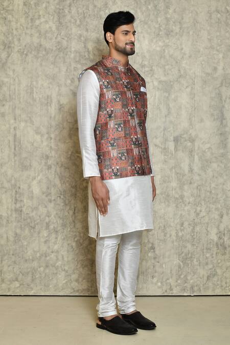 Buy_Naintara Bajaj_Red Bundi And Churidar Cotton Printed Floral And Full Sleeve Kurta Set 