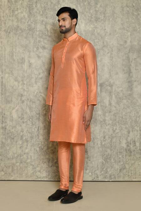 Buy_Naintara Bajaj_Peach Cotton Silk Kurta And Churidar Set 