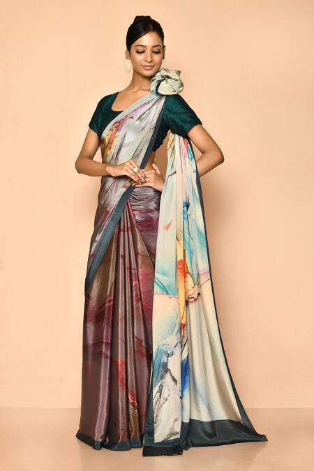 Buy_Naintara Bajaj_Multi Color Crepe Printed Digital Abstract Saree_Online_at_Aza_Fashions