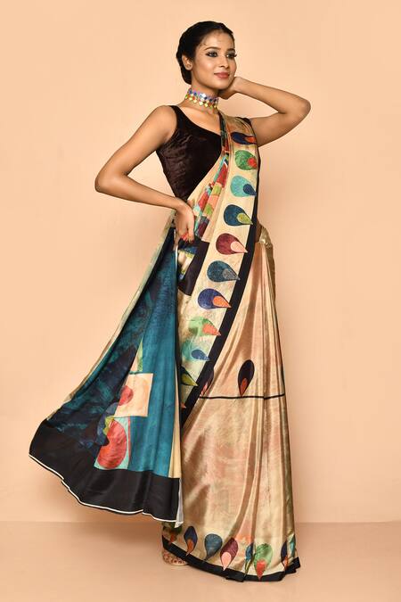 Buy_Naintara Bajaj_Multi Color Geometric Digital Print Saree _Online_at_Aza_Fashions