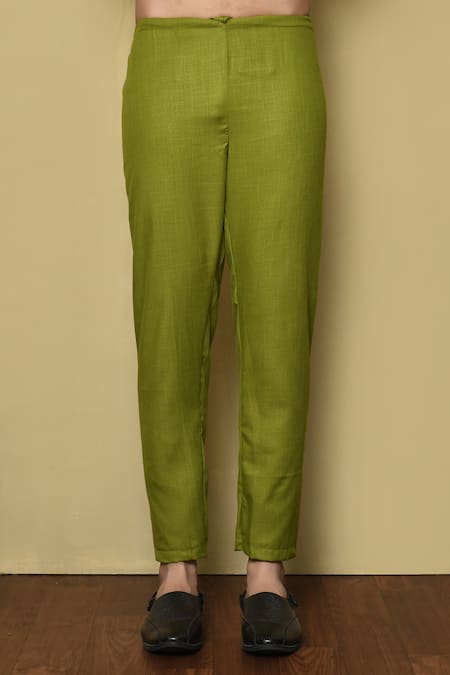 Arihant Rai Sinha_Multi Color Viscose Embroidery Mughal Pattern Kurta And Green Pant Set _Online_at_Aza_Fashions