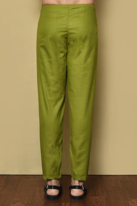 Buy_Arihant Rai Sinha_Multi Color Viscose Embroidery Mughal Pattern Kurta And Green Pant Set _Online_at_Aza_Fashions