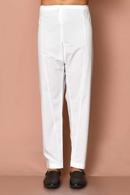 Arihant Rai Sinha_Navy Dupion, Cotton Embroidery Paisley Kurta Set _at_Aza_Fashions