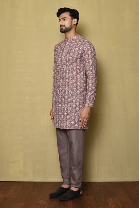 Buy Samyukta Singhania Purple Viscose Chikankari Printed And Embroidered Botanical & Thread Kurta Online at Aza Fashions Buy_Samyukta Singhania_Purple Viscose Chikankari Printed And Embroidered Botanical & Thread Kurta_Online_at_Aza_Fashions