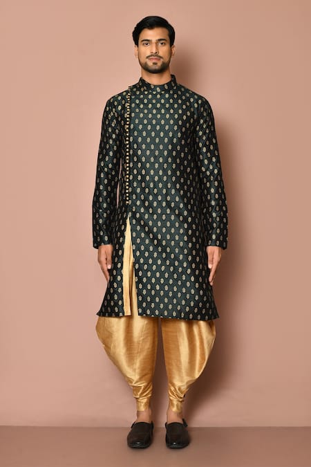 Buy_Arihant Rai Sinha_Green Silk Embroidery Geometric Print Kurta Set _Online_at_Aza_Fashions
