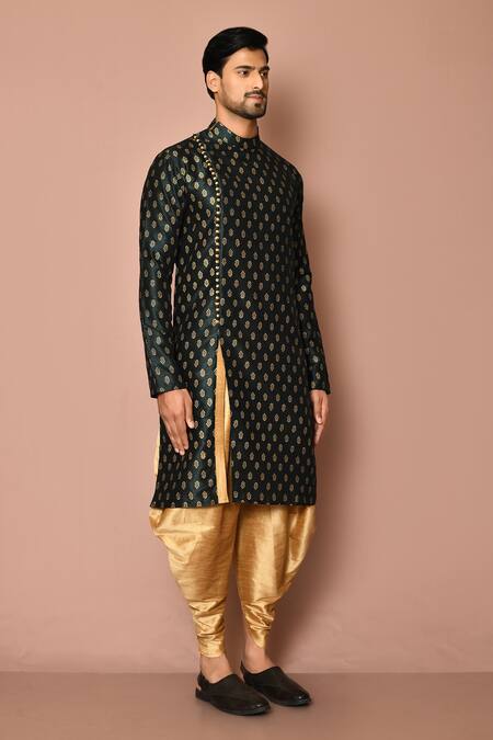 Arihant Rai Sinha_Green Silk Embroidery Geometric Print Kurta Set _at_Aza_Fashions