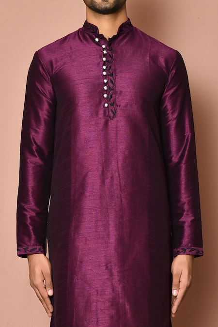 Shop Arihant Rai Sinha Purple Silk Full Sleeve Solid Kurta Set Online at Aza Fashions Shop_Arihant Rai Sinha_Purple Silk Full Sleeve Solid Kurta Set _Online_at_Aza_Fashions