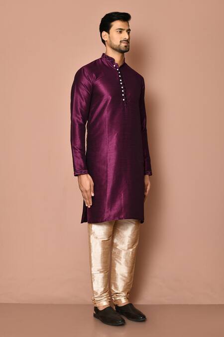 Arihant Rai Sinha_Purple Silk Full Sleeve Solid Kurta Set _at_Aza_Fashions