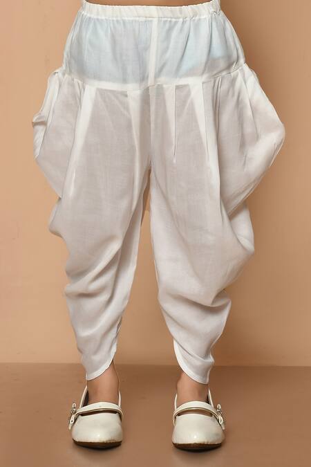 Pankhuri By Priyanka_Pink Cotton Gota Patti Printed Short Kurta And Dhoti Pant Set _Online_at_Aza_Fashions