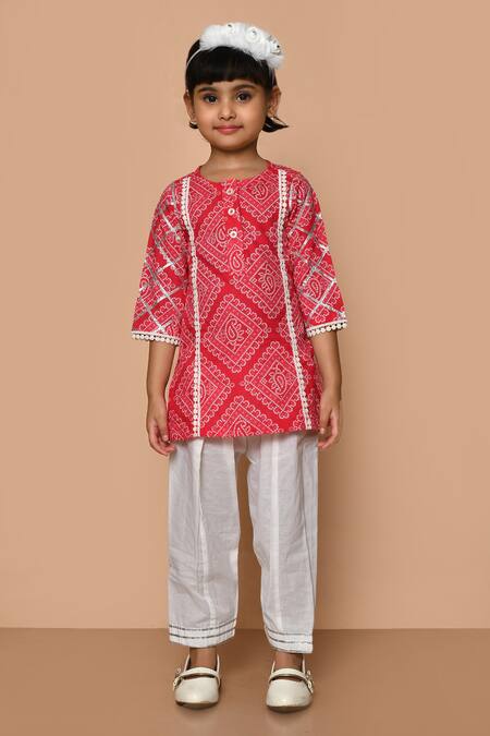 Shop_Pankhuri By Priyanka_Pink Cotton Embroidery Hand Block Print Kurta With Salwar _Online_at_Aza_Fashions