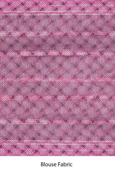 Samyukta Singhania_Pink Silk Embroidery Geometric Motifs Saree_Online_at_Aza_Fashions