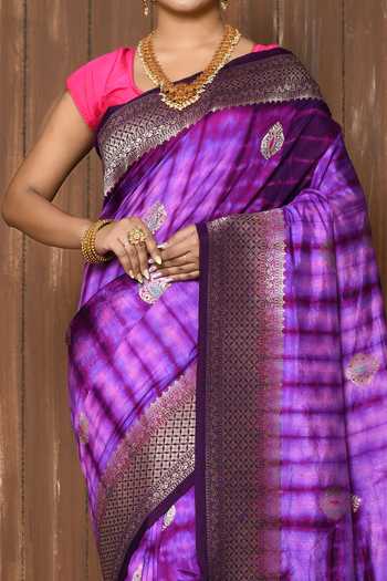 Buy_Nazaakat By Samara Singh_Purple Soft Art Silk Leheriya And Mandala Motif Pattern Saree_Online_at_Aza_Fashions