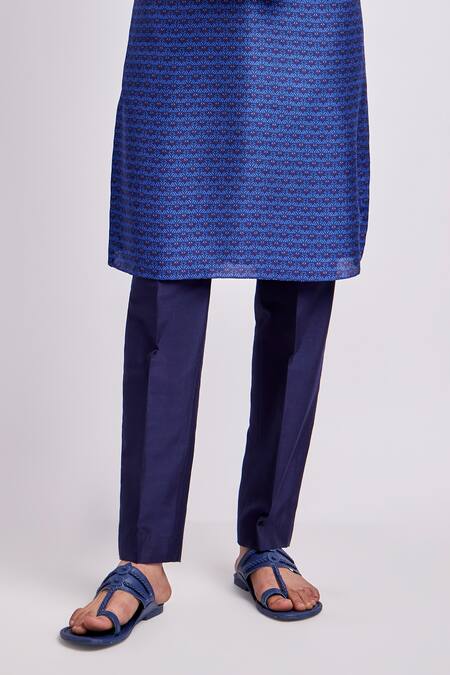 Bubber Couture Blue Silk, Cotton Embroidery Alek Griffin Print Kurta Set Online at Aza Fashions Bubber Couture_Blue Silk, Cotton Embroidery Alek Griffin Print Kurta Set _Online_at_Aza_Fashions