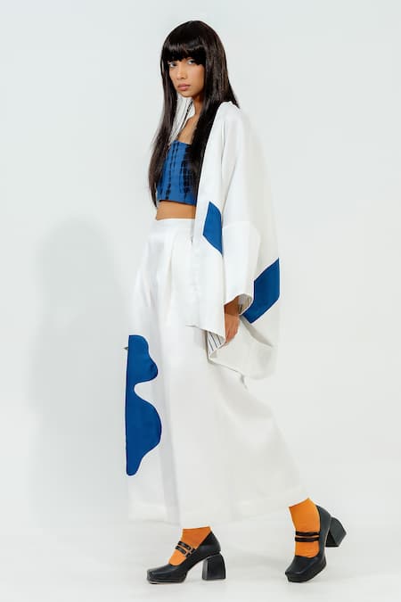 Buy_Stoique_Off White Linen, Satin Embroidery Open Neck Chia Kimono Sleeve Jacket _Online_at_Aza_Fashions