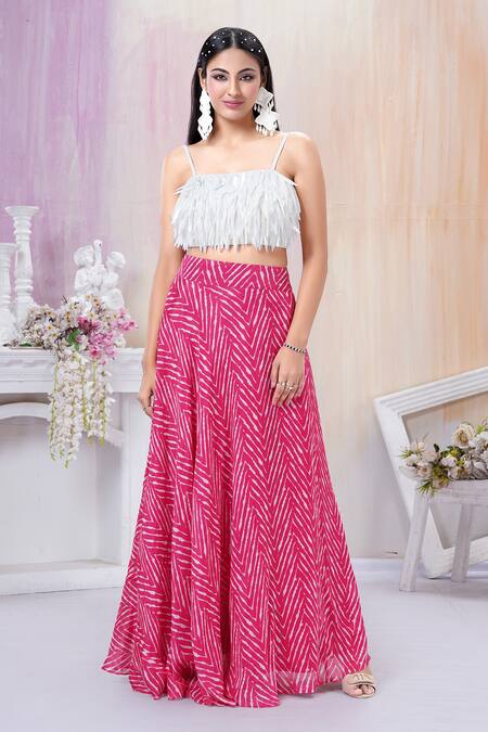 Amani_White Crop Top Semi Stretch Embroidered Sequin Square Fringe Tassel  _Online_at_Aza_Fashions