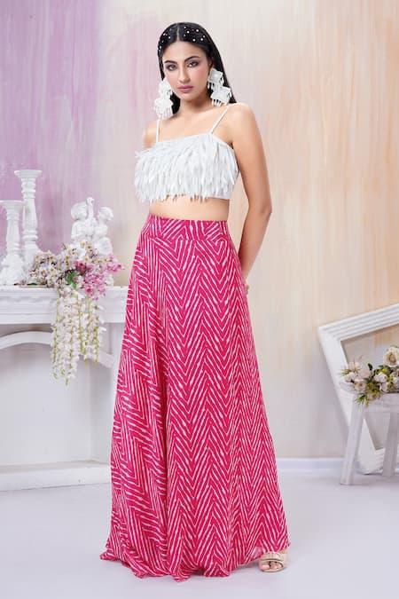 Buy_Amani_White Crop Top Semi Stretch Embroidered Sequin Square Fringe Tassel  _Online_at_Aza_Fashions