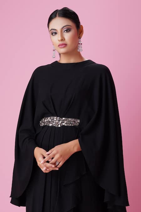 Buy Dust Rose Embellished Cape Gown by Designer MALA & KINNARY Online at  Ogaan.com