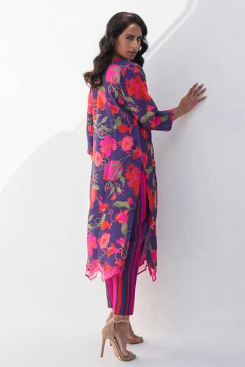 Buy Archana Shah Purple Silk Embroidery Pomegranate Round Vitue Straight Kurta And Pant Set Online at Aza Fashions Buy_Archana Shah_Purple Silk Embroidery Pomegranate Round Vitue Straight Kurta And Pant Set _Online_at_Aza_Fashions