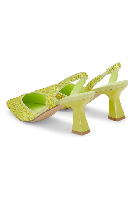 Anaar Green Rhinestones Weekend Halo Embellished Pumps at Aza Fashions Anaar_Green Rhinestones Weekend Halo Embellished Pumps_at_Aza_Fashions