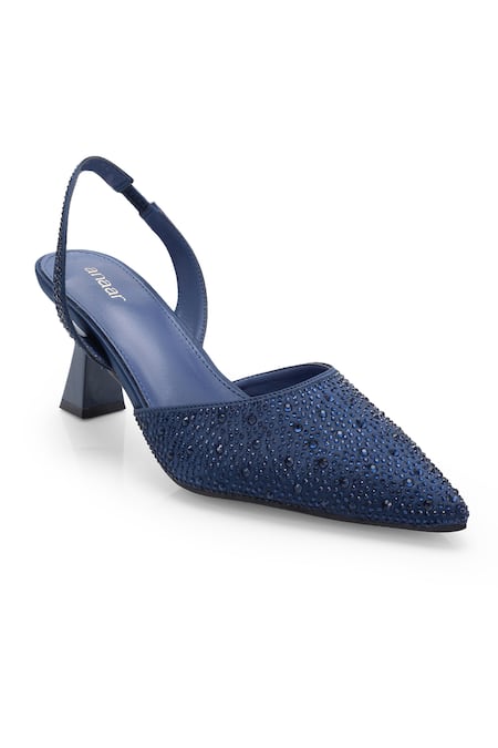 Anaar_Blue Rhinestones Weekend Halo Pointed Toe Pumps_Online_at_Aza_Fashions