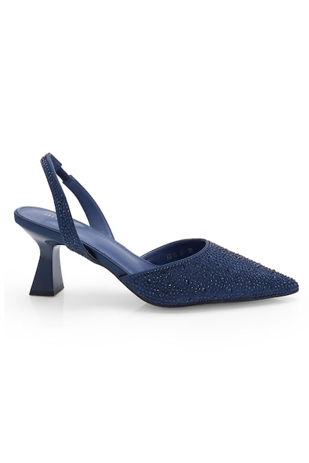 Buy_Anaar_Blue Rhinestones Weekend Halo Pointed Toe Pumps_Online_at_Aza_Fashions