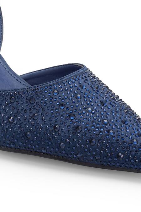 Shop_Anaar_Blue Rhinestones Weekend Halo Pointed Toe Pumps_Online_at_Aza_Fashions