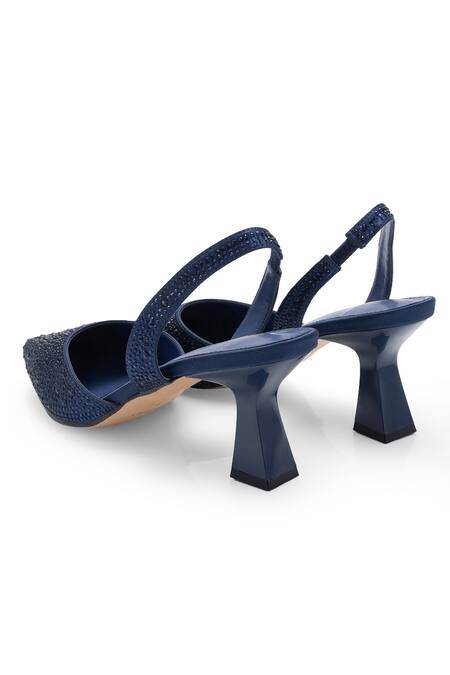 Anaar_Blue Rhinestones Weekend Halo Pointed Toe Pumps_at_Aza_Fashions