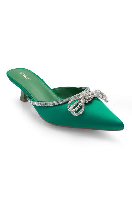 Dark green kitten heel on sale shoes