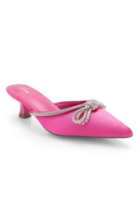 Anaar Pink Bows Debutante Ornate Embellished Heels Online at Aza Fashions Anaar_Pink Bows Debutante Ornate Embellished Heels_Online_at_Aza_Fashions
